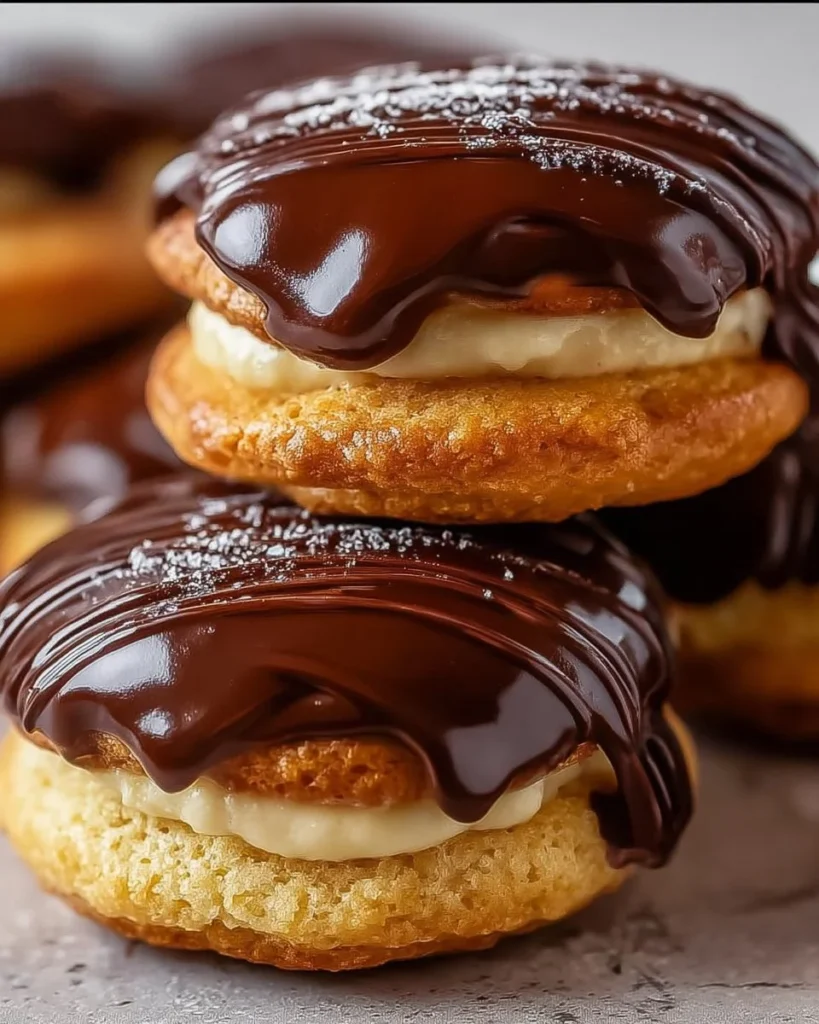Delicious Boston Cream Pie Cookies, rich in flavor and topped with chocolate.