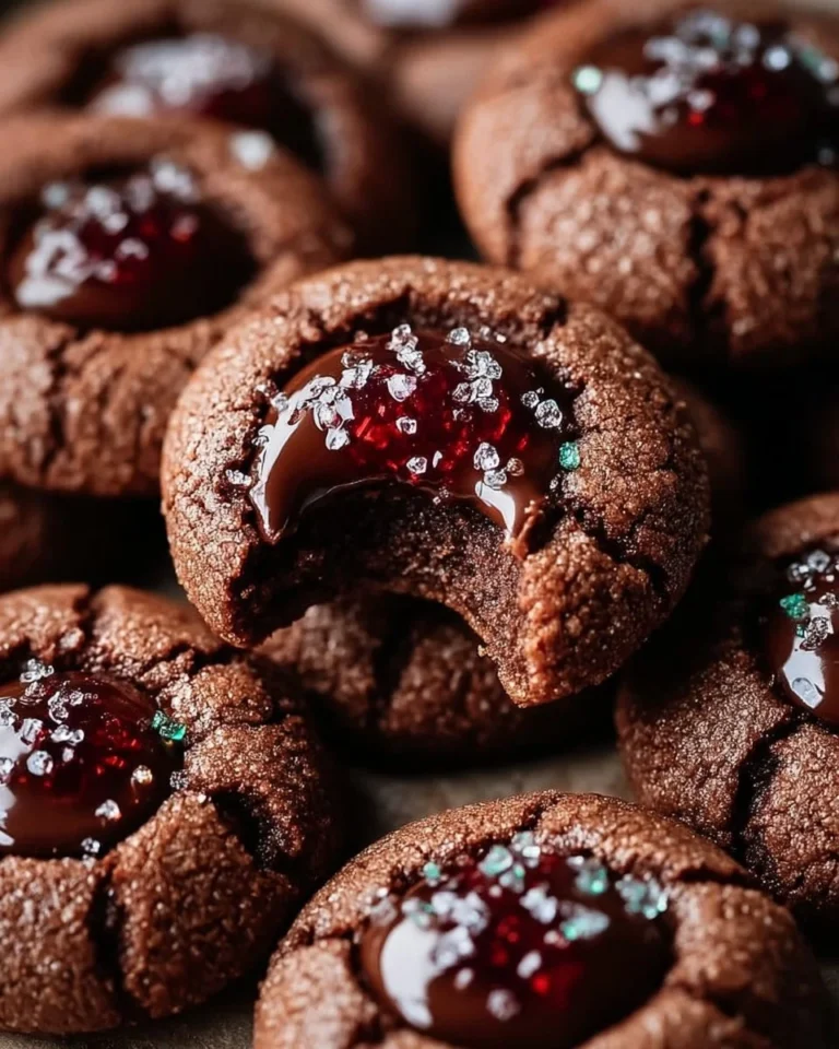 Delicious homemade Chocolate Thumbprint Cookies with chocolate filling