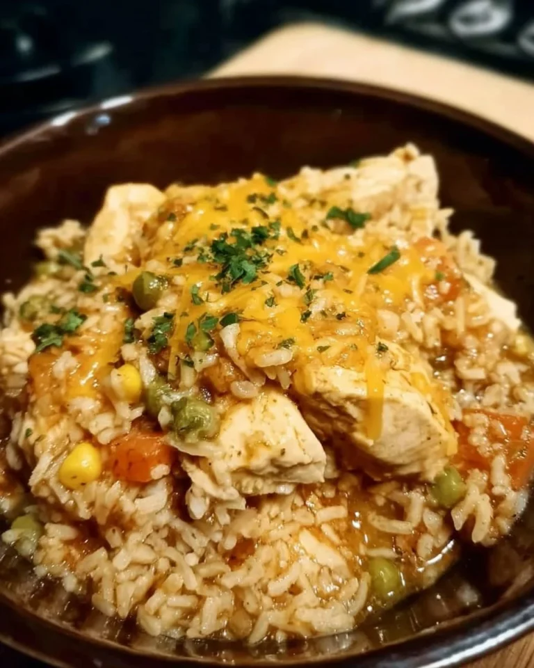 Crock Pot chicken and rice meal ready to serve, a delicious one-pot comfort dish.