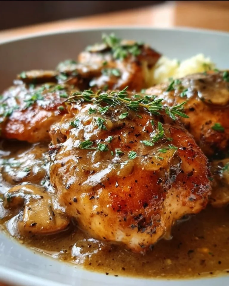 Delicious Crockpot Chicken and Gravy served over mashed potatoes