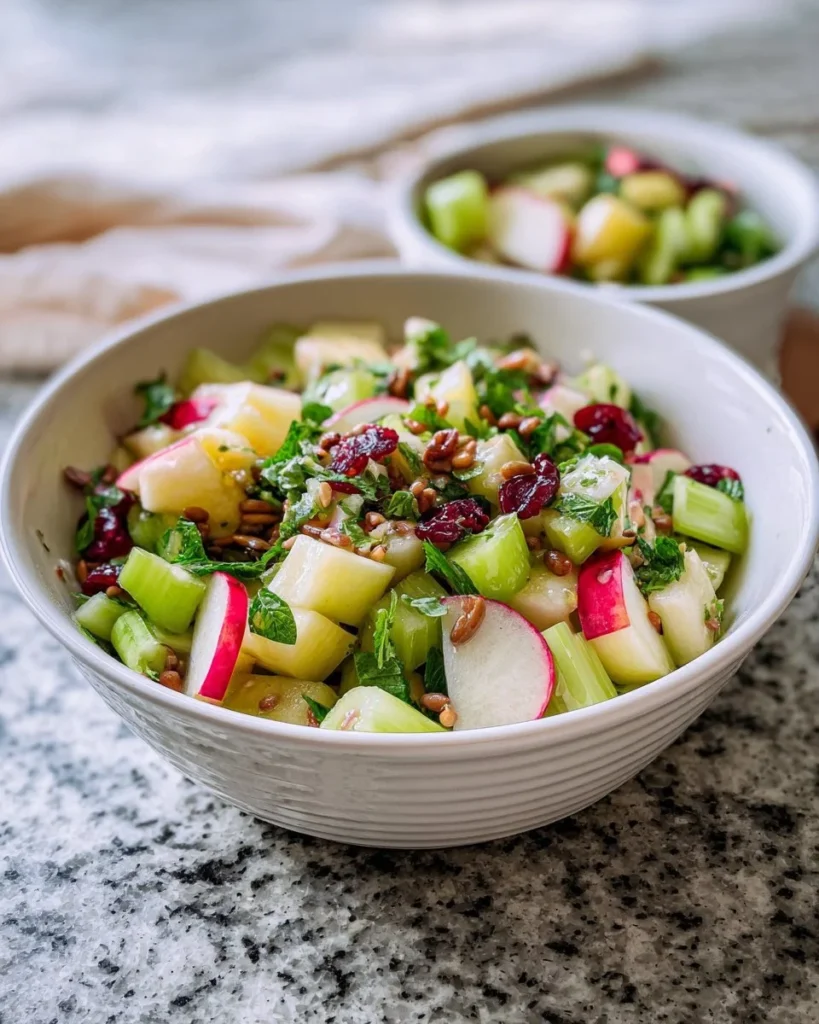 Crunchy Celery Apple Salad with fresh ingredients and a light dressing