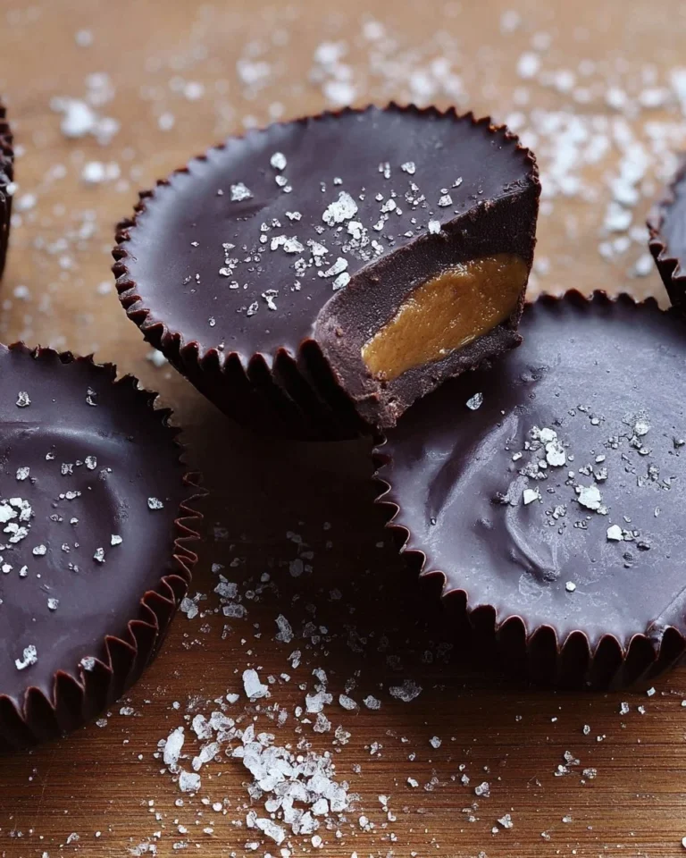Delicious dark chocolate peanut butter cups ready to be enjoyed.