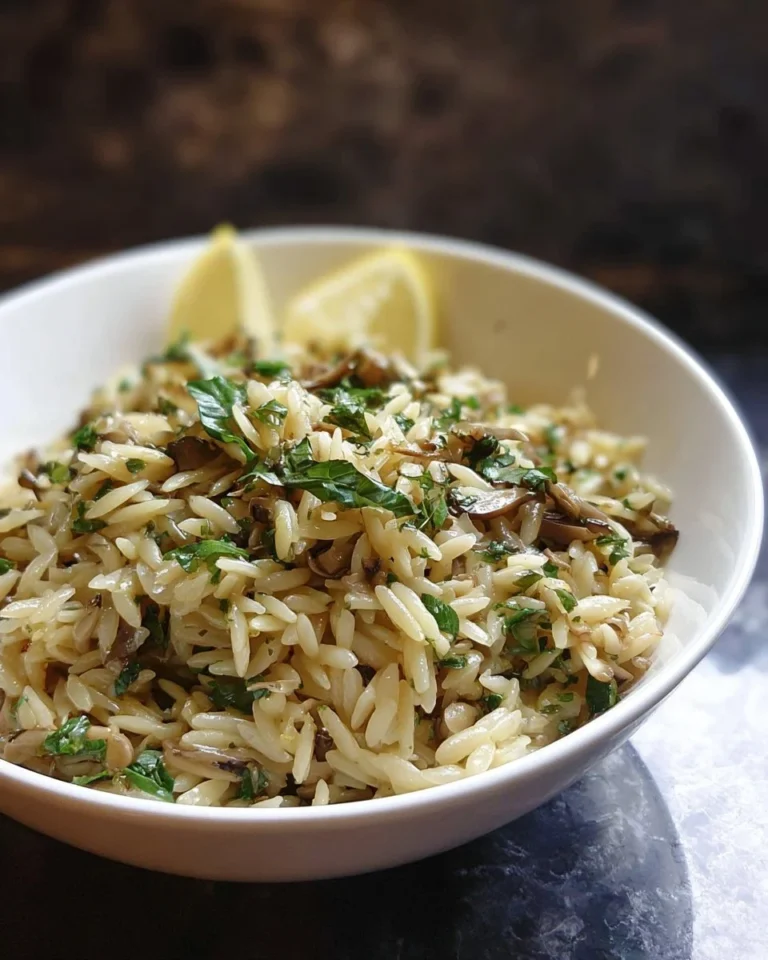 Enoki Mushroom Orzo Salad with fresh vegetables and herbs