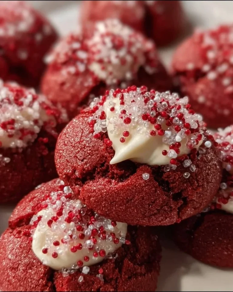 Delicious Hershey's Red Velvet Blossoms with a chocolate kiss on top.