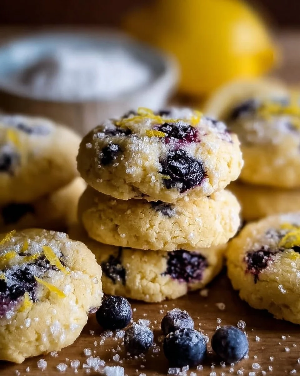 Lemon blueberry cookies on a plate, showcasing their vibrant colors and texture.