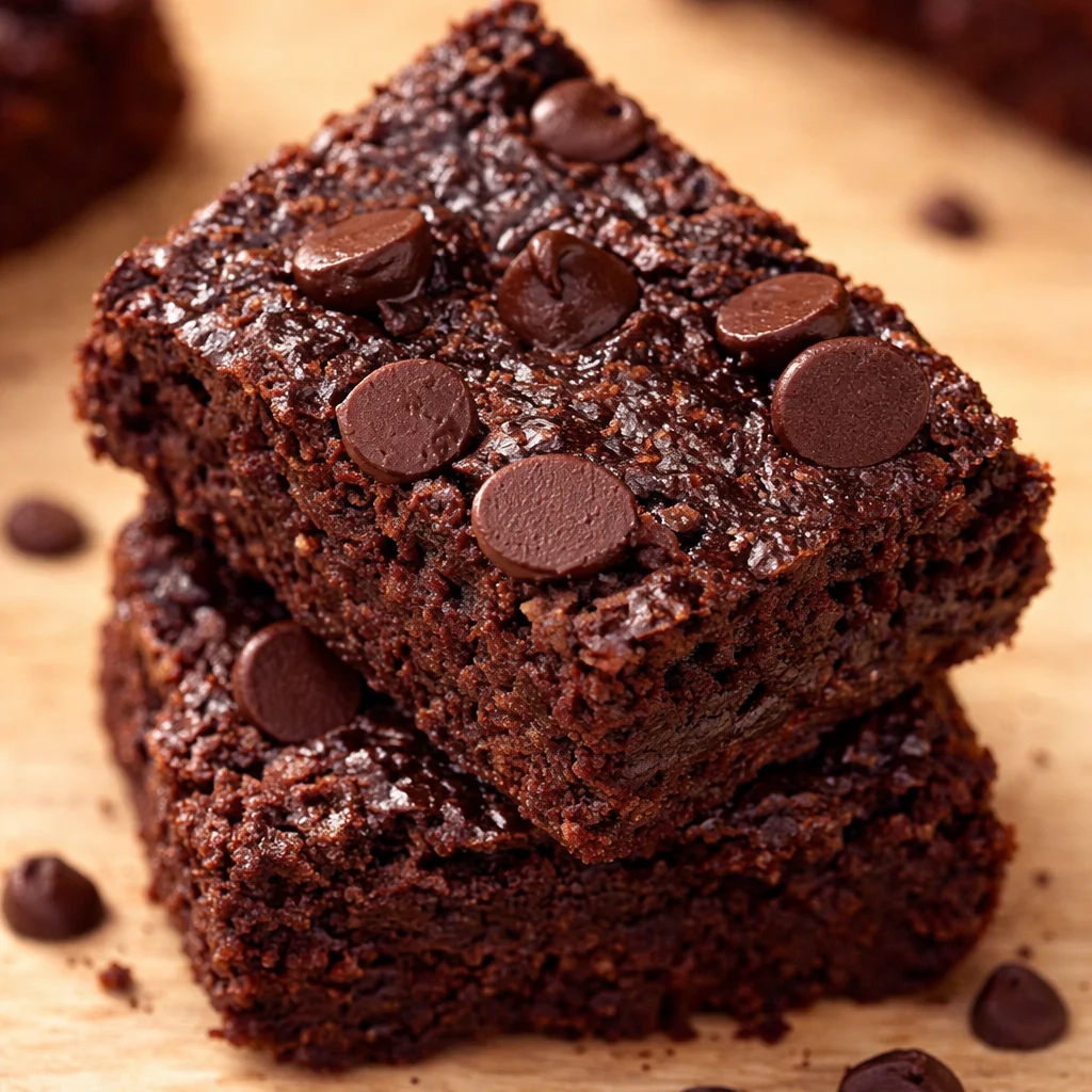 Delicious fudgy Black Bean Brownies served on a plate with cocoa powder and black beans.