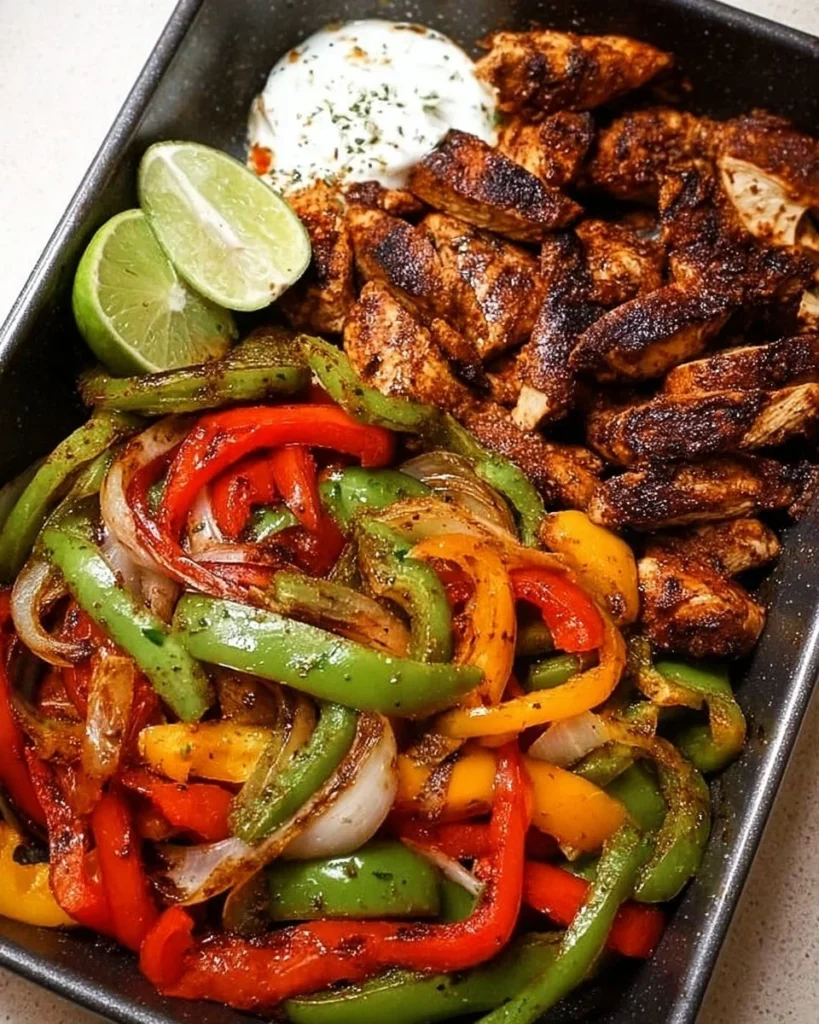 Delicious Blackstone chicken fajitas with grilled vegetables and spices