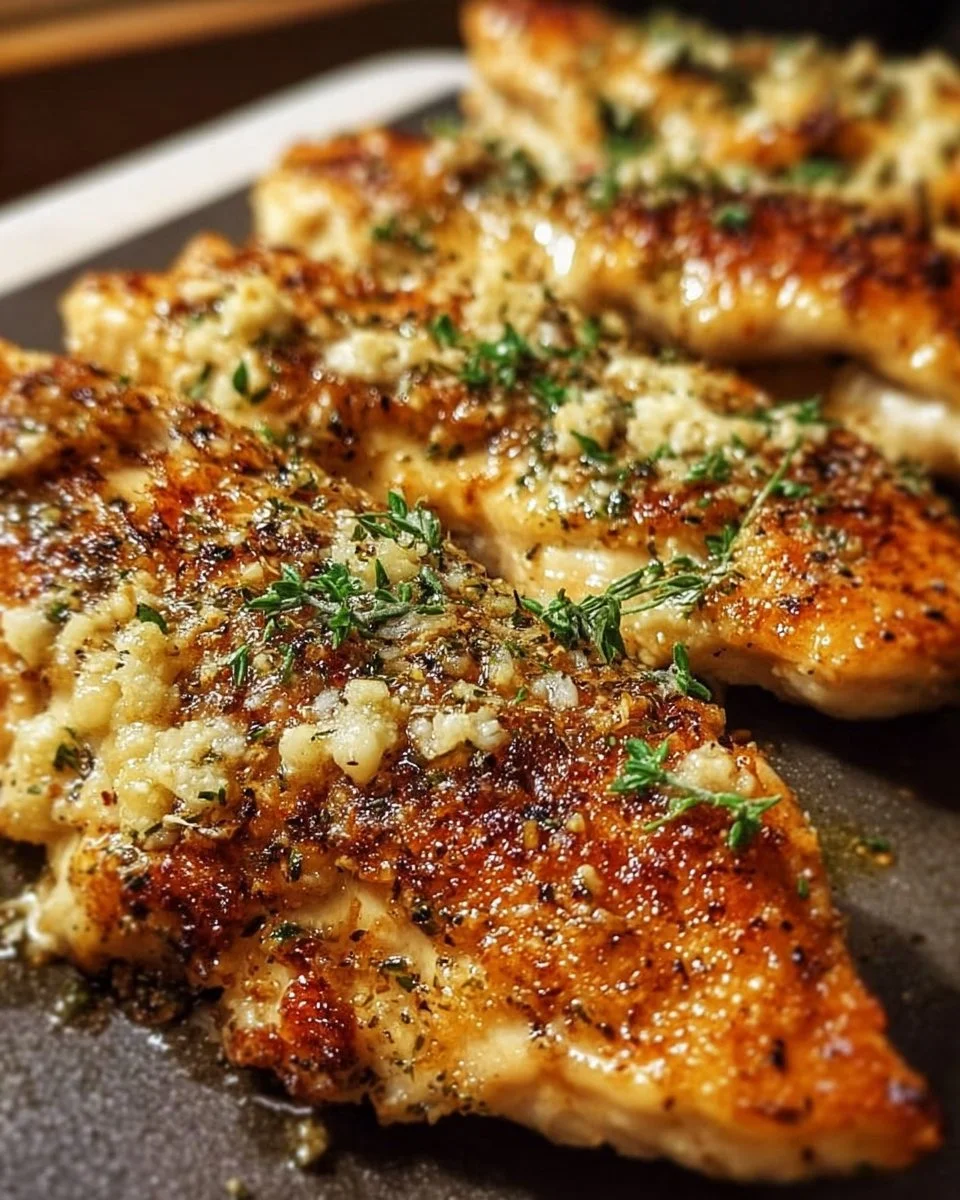 Delicious Blackstone Garlic Parmesan Chicken served on a plate