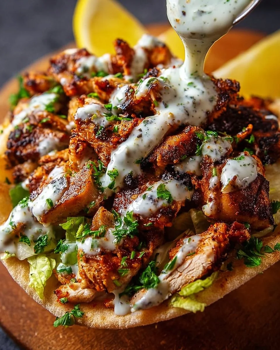 Delicious Chicken Shawarma served with creamy garlic sauce