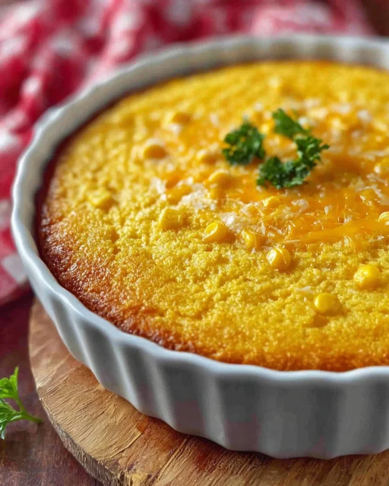 Deliciously baked easy Jiffy corn casserole ready to serve