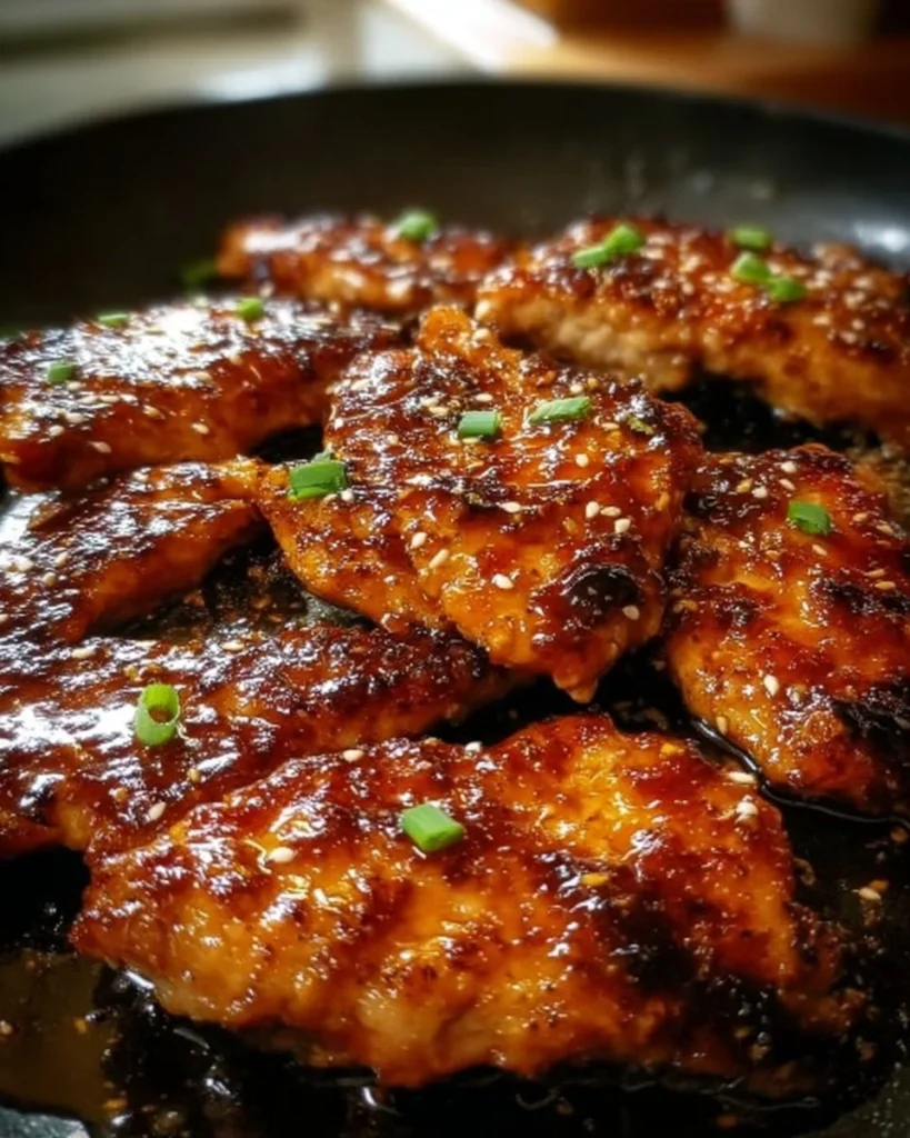 Griddle Blackstone Bourbon Chicken sizzling on a grill, showcasing a delicious meal.