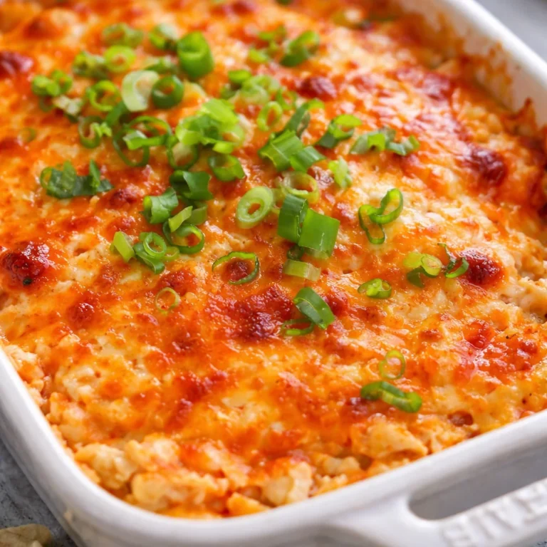 Bowl of Cottage Cheese Buffalo Chicken Dip with chicken and buffalo sauce