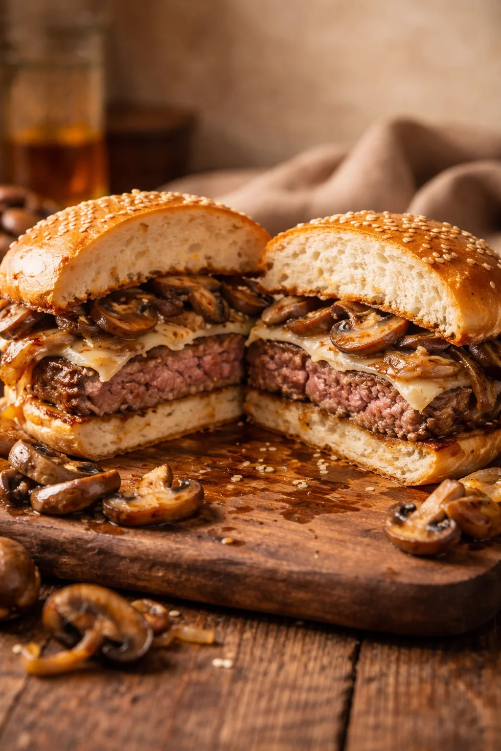 mushroom swiss burger