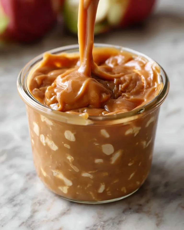 Peanut Butter Caramel Apple Dip served with sliced apples for dipping