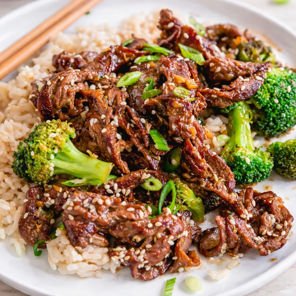 Thinly sliced shaved beef ready for a quick stir-fry dinner with savory sauce.