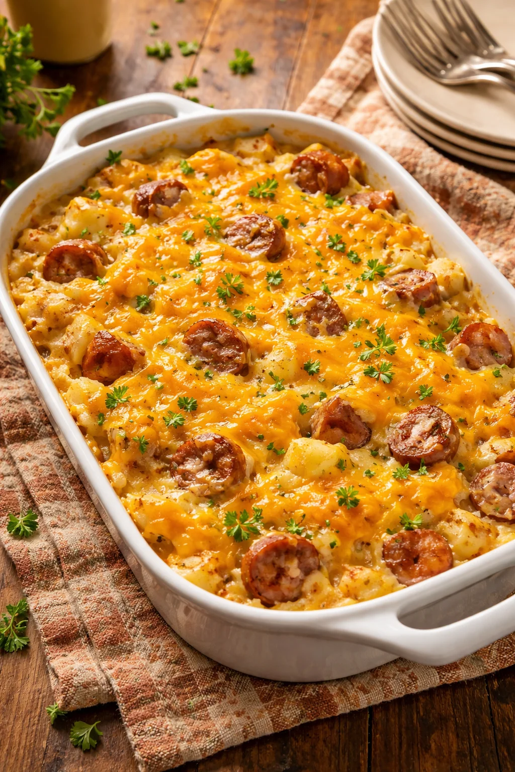 Cheesy Ranch Potatoes and Smoked Sausage