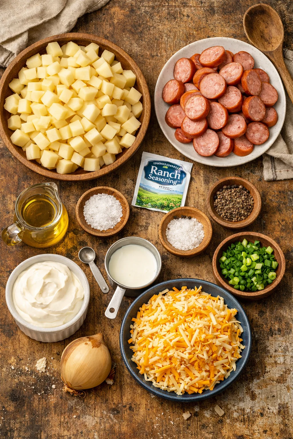 Cheesy Ranch Potatoes and Smoked Sausage