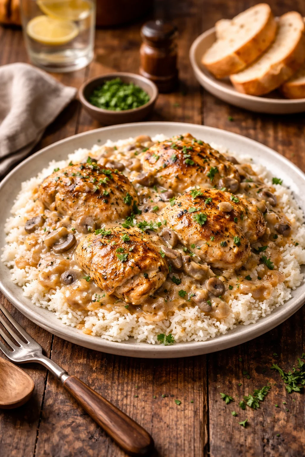 Creamy Smothered Chicken and Rice