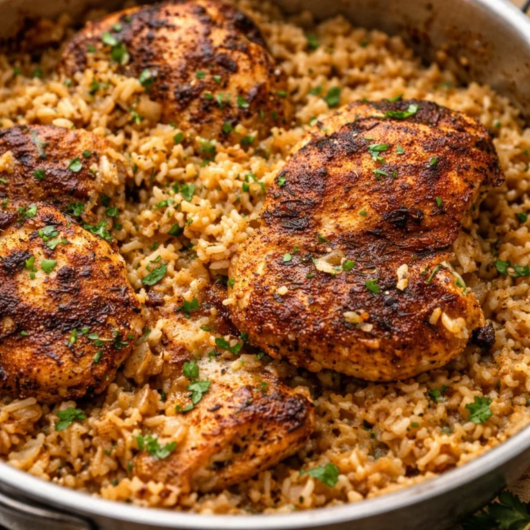 Easy one pot chicken and rice dish with vegetables and seasonings for a quick dinner.