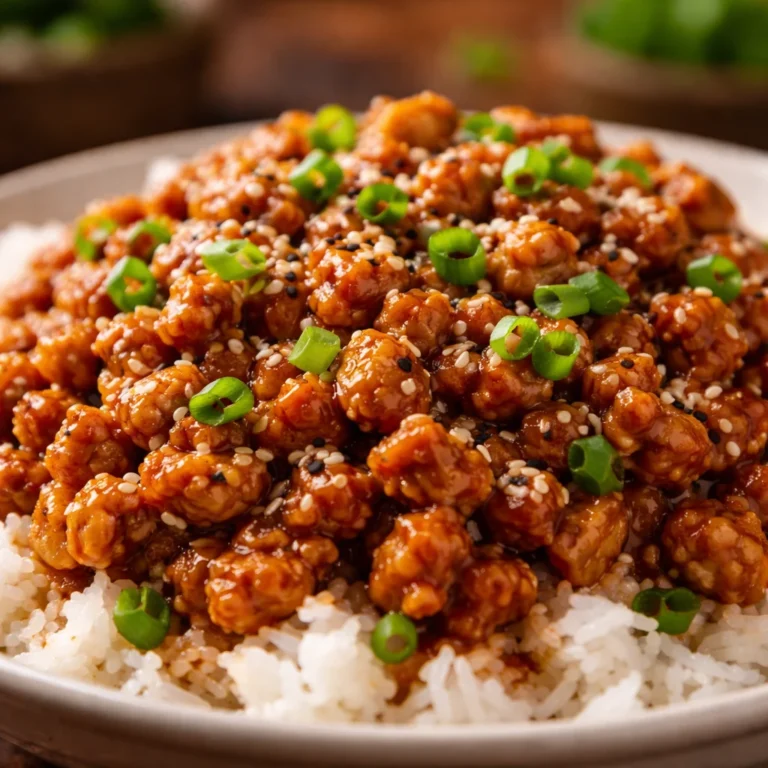 Delicious Sesame Ground Chicken stir fry with vegetables and rich flavor