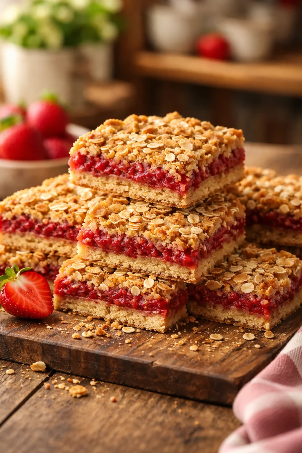 Strawberry Oatmeal Crumble Bars Recipe